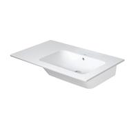 Duravit ME by Starck - Lavabo 83 x 49 cm, avec trop-plein, sans trou de robinetterie, espace de rangement à gauche, DuraShield, blanc 234683AA60