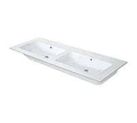 Vasque double Duravit Me de Starck Furniture 233613AC60 130 x 49 cm, sans perçage pour robinetterie, avec trop-plein, plage de robinetterie, finition satinée blanche, revêtement Durashield