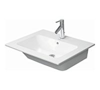 Duravit Me by Starck meuble lavabo 2336633260 63 x 49 cm, blanc satiné mat, sans trou pour robinetterie, avec trop-plein, banque de trous pour robinetterie