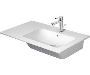 Duravit ME by Starck lavabo pour meuble, avec trop-plein, 1 trou pour robinet, asymétrique, vasque à droite, 830mm, 234683AC00, Couleur: Blanc satiné avec DuraShield