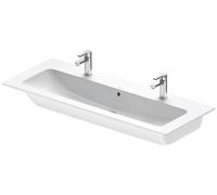 Duravit ME by Starck - Double lavabo 123x49 cm, avec trop-plein, 2 trous pour robinetterie, DuraShield, blanc 236112AA24
