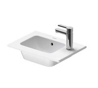 Duravit ME by Starck - Lave-mains 43 x 30 cm, avec trop-plein, trou pour robinet à droite, DuraShield, blanc 072343AA00