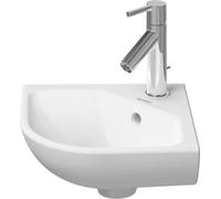 Duravit ME by Starck - Lave-mains d'angle 44 x 38 cm, avec trop-plein, trou de robinetterie, DuraShield, blanc mat 072243AC00