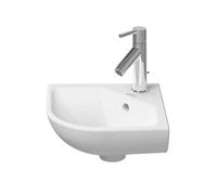 Duravit ME by Starck - Lave-mains d'angle 44 x 38 cm, avec trop-plein, trou de robinetterie, DuraShield, blanc mat 072243AC00
