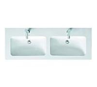 Duravit Me by Starck meuble double vasque 23361332001 130x49cm, 2 trous de robinetterie, avec trop-plein, banc de robinetterie, blanc satiné mat, WonderGliss