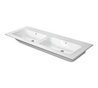 Duravit Me by Starck meuble double vasque 2336133260 130x49cm, sans trou pour robinetterie, avec trop-plein, banc avec trou pour robinetterie, blanc satiné mat