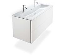 Duravit Me by Starck meuble lavabo 23611200241 123x49cm, 2 trous de robinetterie, avec trop-plein, avec banque de trous de robinetterie, blanc WonderGliss