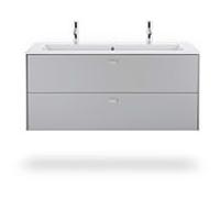 Duravit Me by Starck meuble lavabo 23611232241 123x49cm, 2 trous de robinetterie, avec trop-plein, banque de trous de robinetterie, blanc satiné mat, WonderGliss