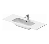 Duravit Me by Starck lavabo pour meuble 23361232601 123 x 49 cm, blanc soyeux mat, WonderGliss, sans trou pour robinetterie, avec trop-plein, avec banc pour robinetterie