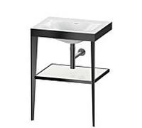 Duravit Meuble lavabo combiné XViu XV4714NB285 60 x 48 cm, sans trou pour robinet, blanc brillant, avec console en métal, noir mat