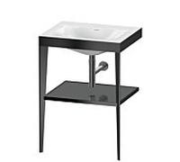 Duravit Meuble lavabo combiné XViu XV4714NB289 60 x 48 cm, sans trou pour robinet, gris flanelle brillant, avec console en métal, noir mat