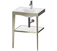 Duravit Meuble lavabo combiné XViu XV4714OB185 60 x48 cm, trou pour robinet 2000 blanc brillant, avec console en métal, champagne mat