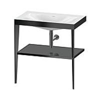 Duravit Meuble lavabo combiné XViu XV4715NB289 80 x 48 cm, sans trou pour robinet, gris flanelle brillant, avec console en métal, noir mat