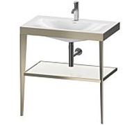 Duravit Meuble lavabo combiné XViu XV4715OB185 80 x 48 cm, trou pour robinet 2000 blanc brillant, avec console en métal, champagne mat