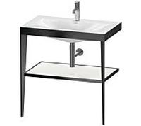 Duravit Meuble lavabo combiné XViu XV4715OB285 80 x 48 cm, trou pour robinet 2000 blanc brillant, avec console en métal, noir mat