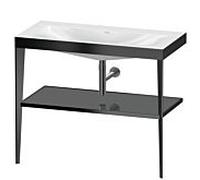 Duravit Meuble lavabo combiné XViu XV4716NB289 100 x 48 cm, sans trou pour robinet, gris flanelle brillant, avec console en métal, noir mat