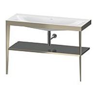 Duravit Meuble lavabo combiné XViu XV4717NB189 120 x 48 cm, sans trou pour robinet, gris flanelle brillant, avec console en métal, champagne mat