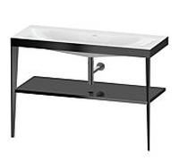 Duravit Meuble lavabo combiné XViu XV4717NB240 120 x 48 cm, sans trou pour robinet, noir brillant, avec console en métal, noir mat