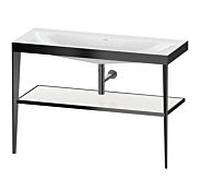 Duravit Meuble lavabo combiné XViu XV4717NB285 120 x 48 cm, sans trou pour robinet, blanc brillant, avec console en métal, noir mat