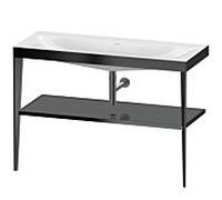 Duravit Meuble lavabo combiné XViu XV4717NB289 120 x 48 cm, sans trou pour robinet, gris flanelle brillant, avec console en métal, noir mat