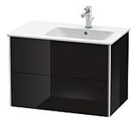 Duravit Meuble sous Duravit XSquare XS417704040 81x56x47,8cm, 2 tiroirs, lavabo à droite, noir brillant
