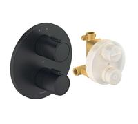 Duravit - Mitigeur thermostatique à encastrer, 2 sorties, avec corps d’encastrement, noir mat TH4200008046