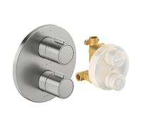 Duravit - Mitigeur thermostatique encastré, 2 sorties, avec corps d'encastrement, inox brossé TH4200008070