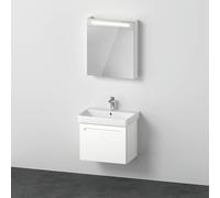 Duravit No.1 Ensemble de meubles 650, comprenant lavabo, meuble sous-lavabo, armoire de toilette avec charnières à gauche, tiroir intérieur, découpe siphon, N10167L18180000, Couleur: Décor blanc mat