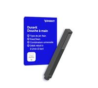 Duravit pomme de douche universelle, avec jet Rain, pomme de douche carrée, douchette avec fonction MinusFlow économisant l'eau, facile à nettoyer, noir mat