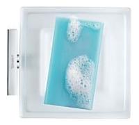 Duravit Karree porte-savon 0099521000 11,5 x 12,2 cm, verre blanc mat, Halter chromé