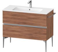 Duravit Sivida bâti-support pour lavabo, 2 tiroirs, poignée profilée chromée, 1010x477x591mm, pour ME by Starck, SV4645010790000, Couleur: Noyer mat