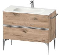Duravit Sivida bâti-support pour lavabo, 2 tiroirs, poignée profilée chromée, 1010x477x592mm, pour Sivida, SV4652010550000, Couleur: ChÃªne marbrÃ©