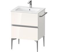 Duravit Sivida bâti-support pour lavabo, 2 tiroirs, poignée profilée chromée, 610x477x591mm, pour ME by Starck, SV4643010220000, Couleur: Blanc brillant