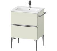 Duravit Sivida bâti-support pour lavabo, 2 tiroirs, poignée profilée chromée, 610x477x591mm, pour ME by Starck, SV4643010HH0000, Couleur: Vert pâle mat