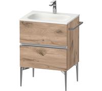 Duravit Sivida bâti-support pour lavabo, 2 tiroirs, poignée profilée chromée, 610x477x592mm, pour Sivida, SV4650010550000, Couleur: ChÃªne marbrÃ©