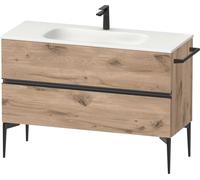 Duravit Sivida Meuble sous-lavabo, 2 tiroirs, poignée encastrée noir diamant mat, 1210x477x592mm, pour Sivida, SV46530BD550000, Couleur: ChÃªne marbrÃ©
