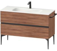 Duravit Sivida Meuble sous-lavabo, 2 tiroirs, poignée encastrée noir diamant mat, 1210x477x592mm, pour Sivida, SV46530BD790000, Couleur: Noyer mat