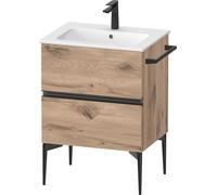 Duravit Sivida Meuble sous-lavabo, 2 tiroirs, poignée encastrée noir diamant mat, 610x477x591mm, pour ME by Starck, SV46430BD550000, Couleur: ChÃªne marbrÃ©