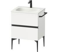 Duravit Sivida Meuble sous-lavabo, 2 tiroirs, poignée encastrée noir diamant mat, 610x477x592mm, pour Sivida, SV46500BD180000, Couleur: Blanc Mat