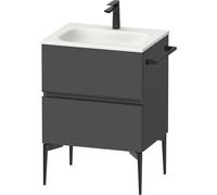 Duravit Sivida Meuble sous-lavabo, 2 tiroirs, poignée encastrée noir diamant mat, 610x477x592mm, pour Sivida, SV46500BD490000, Couleur: Graphite mat