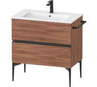 Duravit Sivida Meuble sous-lavabo, 2 tiroirs, poignée encastrée noir diamant mat, 810x477x591mm, pour ME by Starck, SV46440BD790000, Couleur: Noyer mat