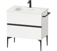 Duravit Sivida Meuble sous-lavabo, 2 tiroirs, poignée encastrée noir diamant mat, 810x477x592mm, pour Sivida, SV46510BD180000, Couleur: Blanc Mat