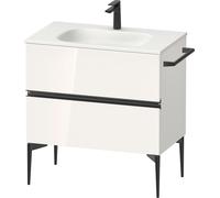 Duravit Sivida Meuble sous-lavabo, 2 tiroirs, poignée encastrée noir diamant mat, 810x477x592mm, pour Sivida, SV46510BD220000, Couleur: Blanc brillant