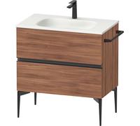Duravit Sivida Meuble sous-lavabo, 2 tiroirs, poignée encastrée noir diamant mat, 810x477x592mm, pour Sivida, SV46510BD790000, Couleur: Noyer mat