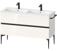 Duravit Sivida Meuble sous-lavabo, 2 tiroirs, poignée noire diamantée mate, 1280x477x591mm, pour ME by Starck, SV46470BD220000, Couleur: Blanc brillant