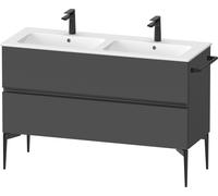 Duravit Sivida Meuble sous-lavabo, 2 tiroirs, poignée noire diamantée mate, 1280x477x591mm, pour ME by Starck, SV46470BD490000, Couleur: Graphite mat