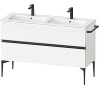 Duravit Sivida Meuble sous-lavabo, 2 tiroirs, poignée noire diamantée mate, 1280x477x591mm, pour ME by Starck, SV46470BD180000, Couleur: Blanc Mat