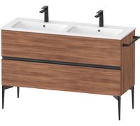 Duravit Sivida Meuble sous-lavabo, 2 tiroirs, poignée noire diamantée mate, 1280x477x591mm, pour ME by Starck, SV46470BD790000, Couleur: Noyer mat