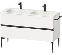 Duravit Sivida Meuble sous-lavabo, 2 tiroirs, poignée noire diamantée mate, 1280x477x592mm, pour Sivida, SV46540BD180000, Couleur: Blanc Mat