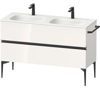 Duravit Sivida Meuble sous-lavabo, 2 tiroirs, poignée noire diamantée mate, 1280x477x592mm, pour Sivida, SV46540BD220000, Couleur: Blanc brillant